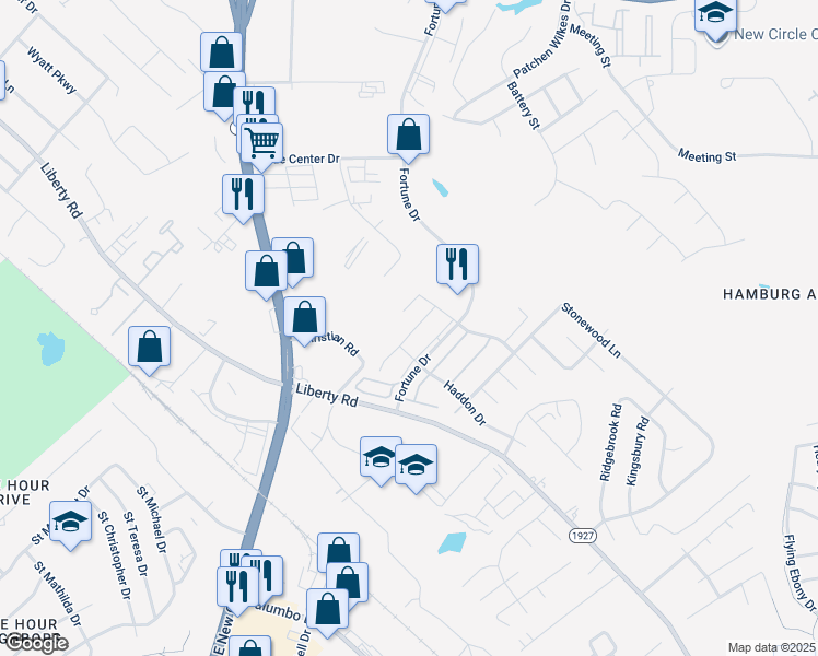 map of restaurants, bars, coffee shops, grocery stores, and more near 2541 Danielle Lane in Lexington
