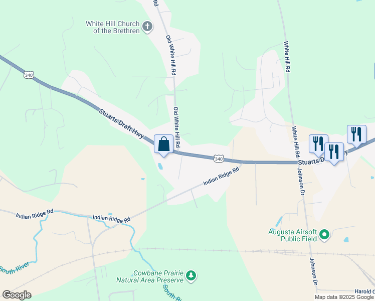 map of restaurants, bars, coffee shops, grocery stores, and more near 2116 Stuarts Draft Highway in Stuarts Draft