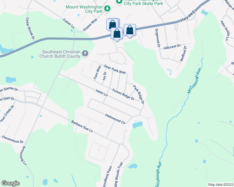 map of restaurants, bars, coffee shops, grocery stores, and more near 291 Forest Ridge Drive in Mount Washington