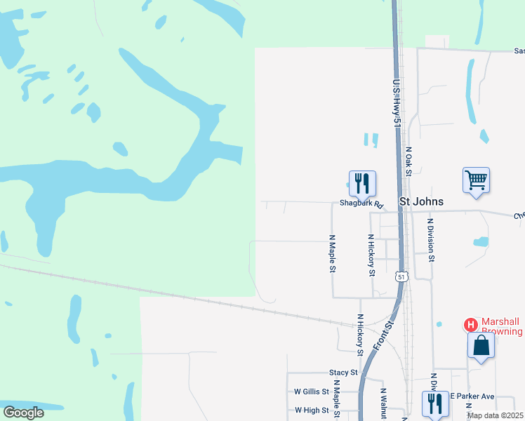 map of restaurants, bars, coffee shops, grocery stores, and more near 300 Shagbark Road in Du Quoin