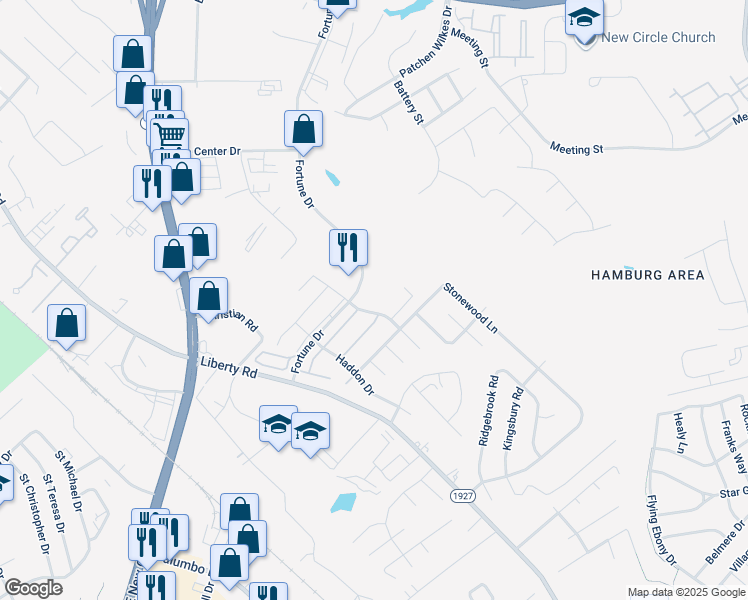 map of restaurants, bars, coffee shops, grocery stores, and more near 2501 Knightsbridge Lane in Lexington