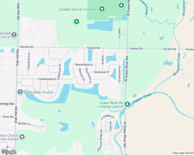 map of restaurants, bars, coffee shops, grocery stores, and more near 4334 Rimridge Drive in Evansville