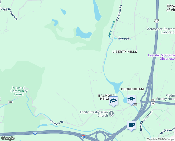 map of restaurants, bars, coffee shops, grocery stores, and more near 308 Foxhaven Farm in Charlottesville