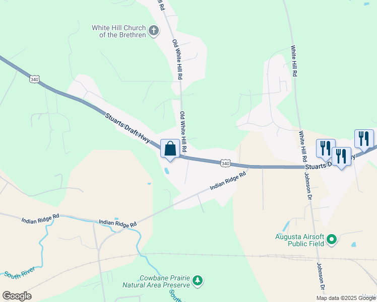 map of restaurants, bars, coffee shops, grocery stores, and more near 2116 Stuarts Draft Highway in Stuarts Draft