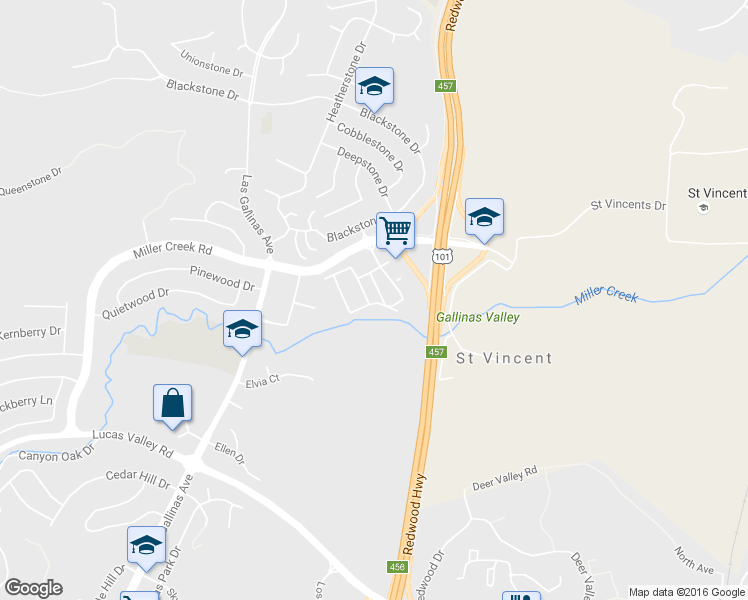 map of restaurants, bars, coffee shops, grocery stores, and more near 4 Majorca Court in San Rafael