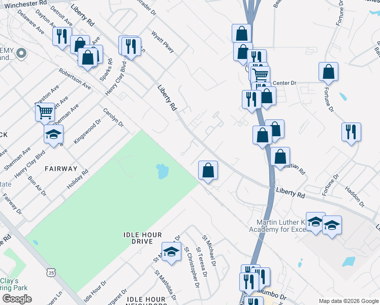 map of restaurants, bars, coffee shops, grocery stores, and more near 736 Gatehouse Place in Lexington