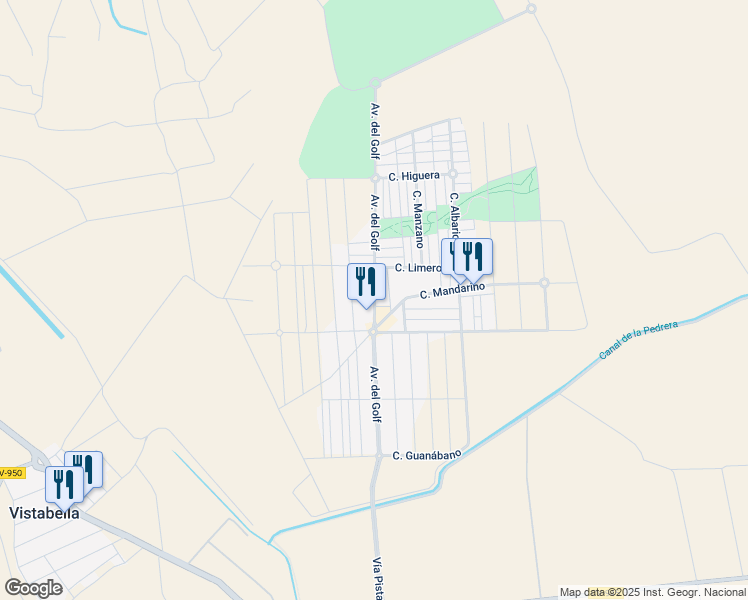 map of restaurants, bars, coffee shops, grocery stores, and more near 11 Calle Paraguay in Orihuela