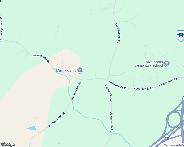 map of restaurants, bars, coffee shops, grocery stores, and more near 385 Howardsville Road in Staunton