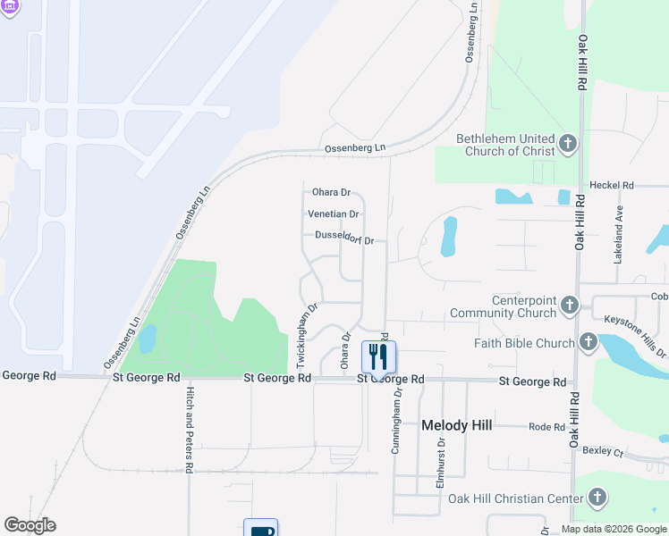 map of restaurants, bars, coffee shops, grocery stores, and more near 2221 Heritage Avenue in Evansville