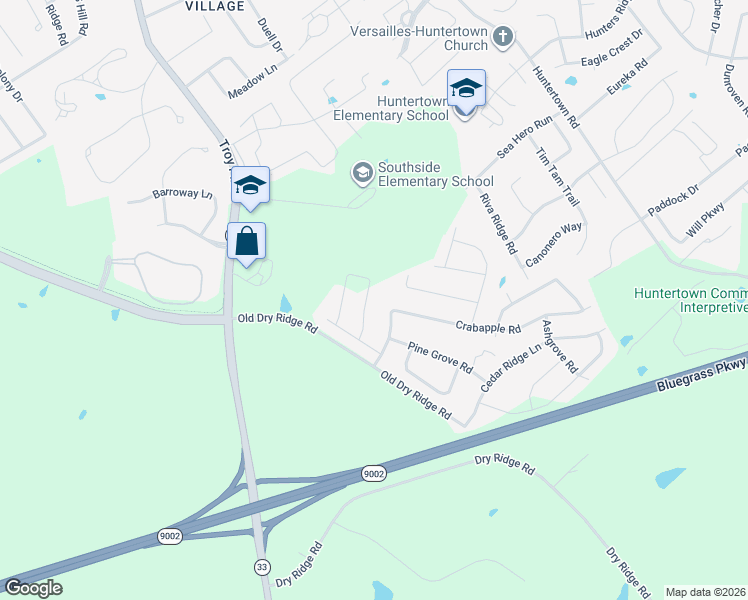 map of restaurants, bars, coffee shops, grocery stores, and more near 5024 Prairie Rose Way in Versailles