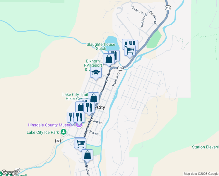 map of restaurants, bars, coffee shops, grocery stores, and more near 601 Henson Street in Lake City