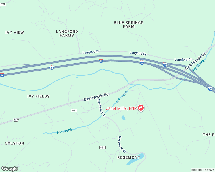 map of restaurants, bars, coffee shops, grocery stores, and more near 3624 Dick Woods Road in Charlottesville