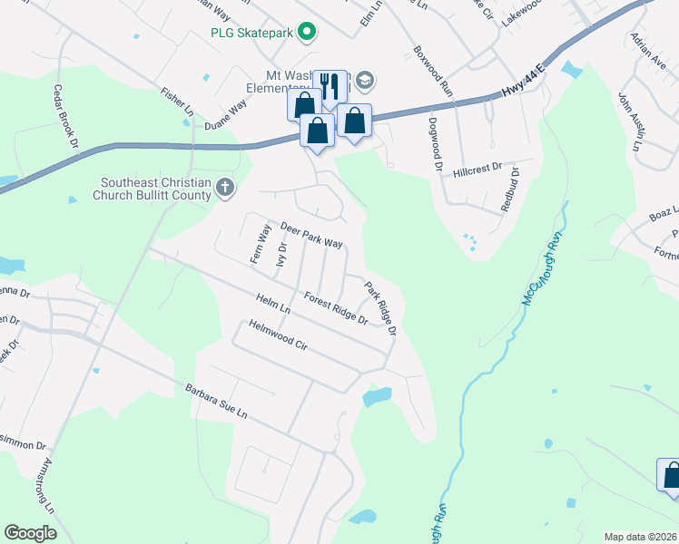 map of restaurants, bars, coffee shops, grocery stores, and more near 203 Deer Park Way in Mount Washington