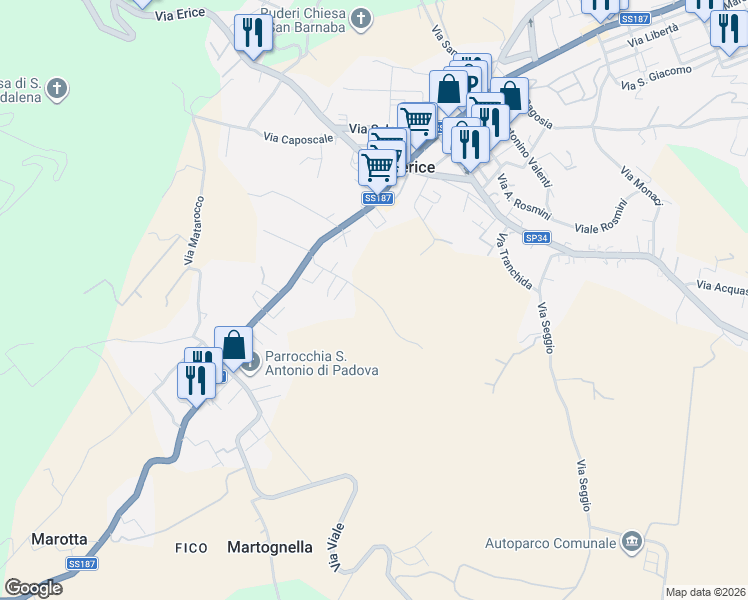 map of restaurants, bars, coffee shops, grocery stores, and more near 48 Via Angelo Fanara in Libero consorzio comunale di Trapani