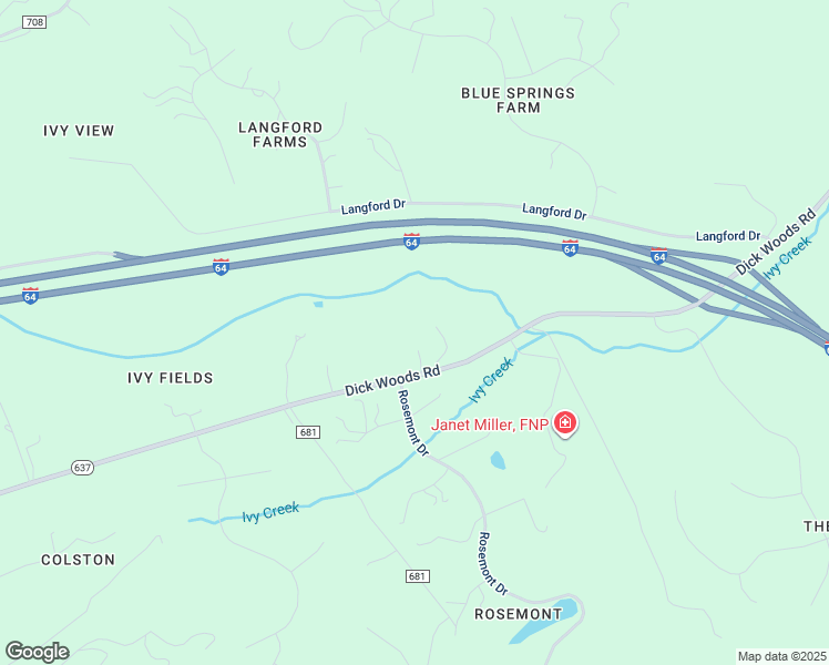 map of restaurants, bars, coffee shops, grocery stores, and more near 3638 Dick Woods Road in Charlottesville