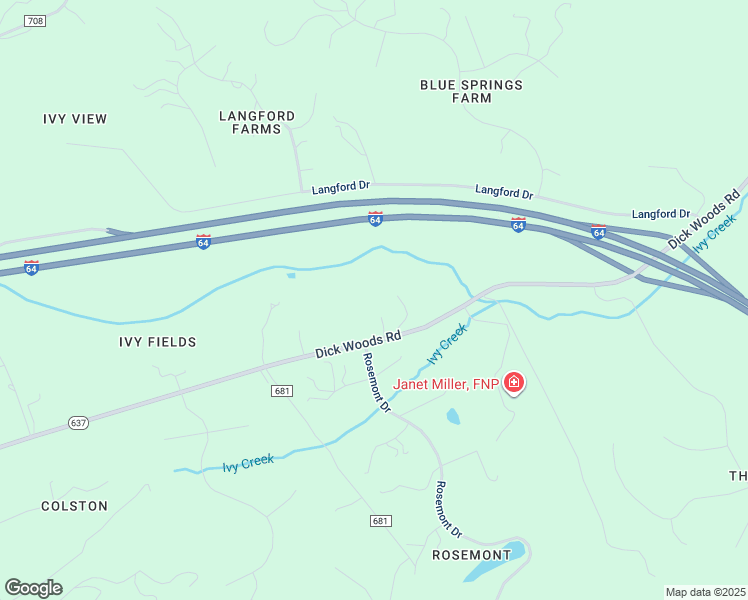 map of restaurants, bars, coffee shops, grocery stores, and more near 3638 Dick Woods Road in Charlottesville