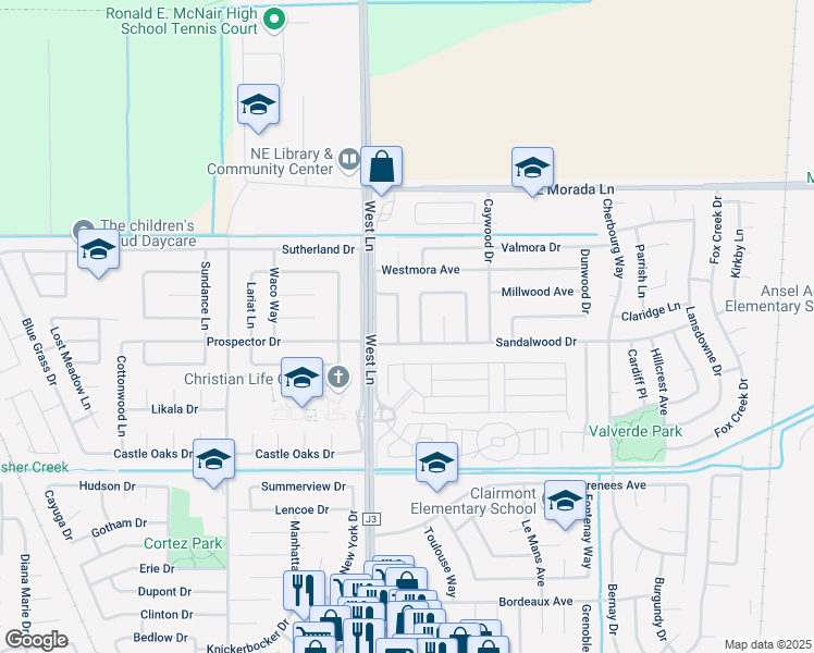 map of restaurants, bars, coffee shops, grocery stores, and more near 1713 Crestwood Circle in Stockton