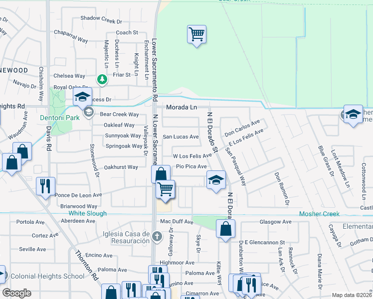 map of restaurants, bars, coffee shops, grocery stores, and more near 804 Yerba Buena Avenue in Stockton