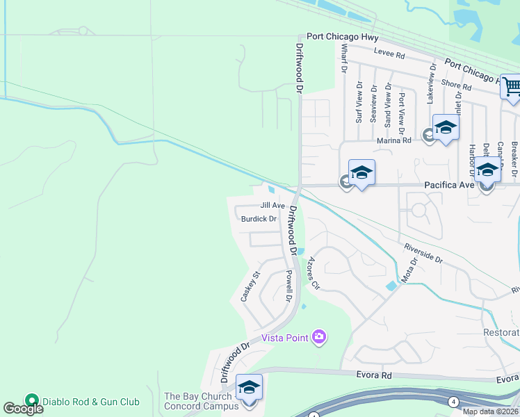 map of restaurants, bars, coffee shops, grocery stores, and more near 470 Jill Avenue in Bay Point