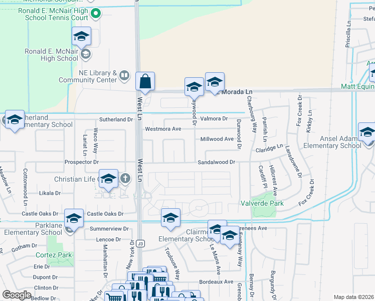 map of restaurants, bars, coffee shops, grocery stores, and more near 1870 Crestwood Circle in Stockton