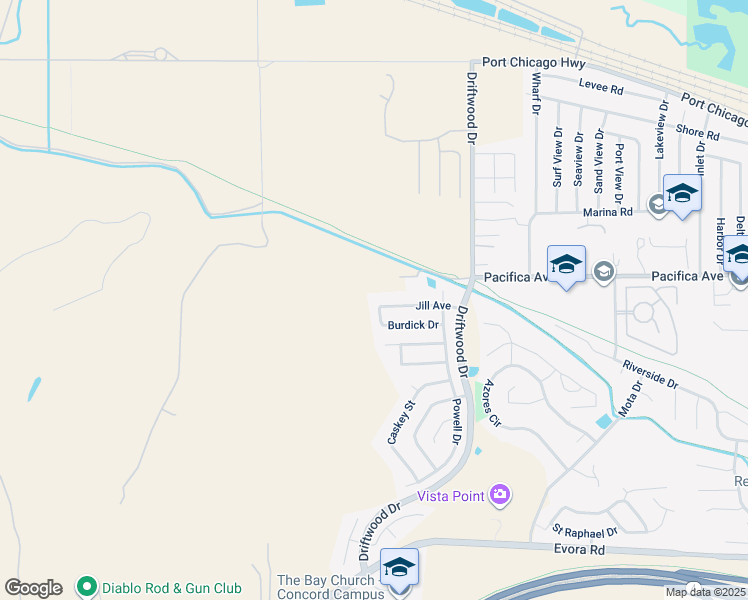 map of restaurants, bars, coffee shops, grocery stores, and more near 564 Burdick Drive in Bay Point