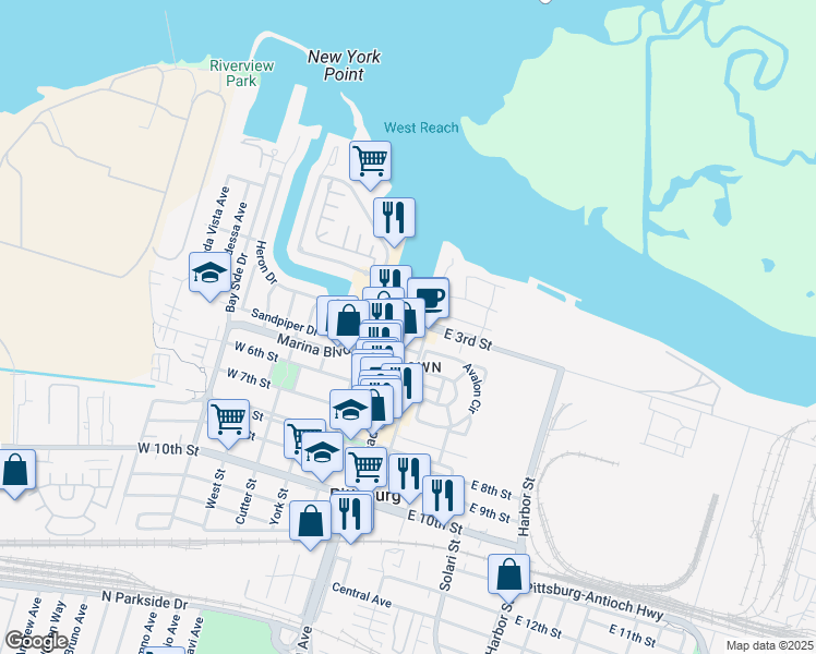 map of restaurants, bars, coffee shops, grocery stores, and more near 325 Cumberland Street in Pittsburg