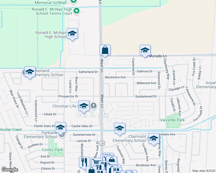 map of restaurants, bars, coffee shops, grocery stores, and more near 1504 Westmora Avenue in Stockton