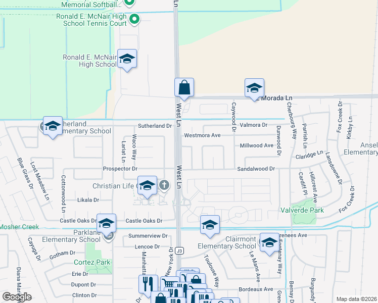 map of restaurants, bars, coffee shops, grocery stores, and more near 1504 Westmora Avenue in Stockton