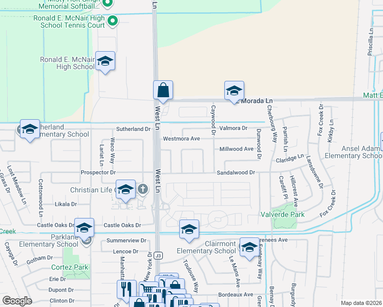map of restaurants, bars, coffee shops, grocery stores, and more near 1818 Westmora Avenue in Stockton