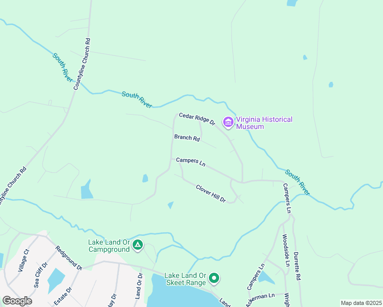 map of restaurants, bars, coffee shops, grocery stores, and more near 894 Campers Lane in Ruther Glen