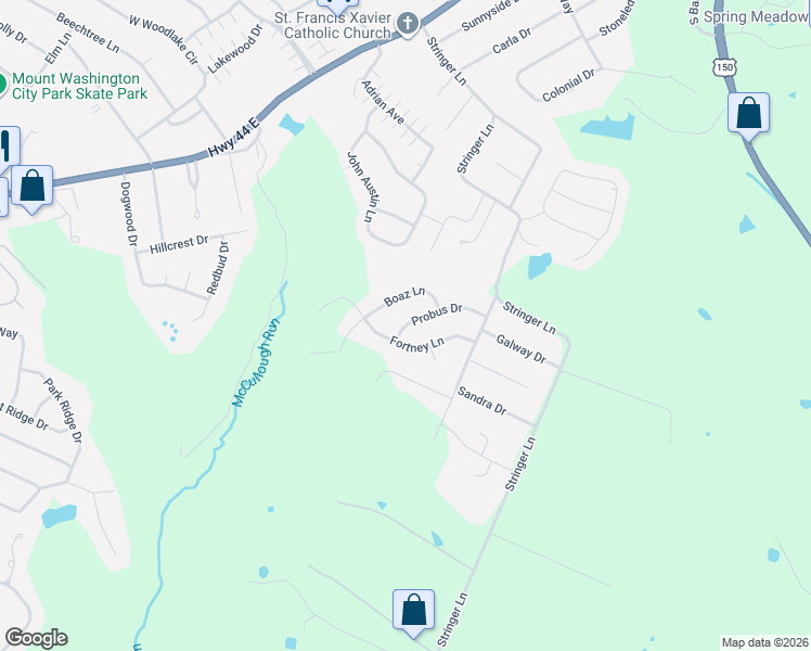 map of restaurants, bars, coffee shops, grocery stores, and more near 234 Probus Drive in Mount Washington
