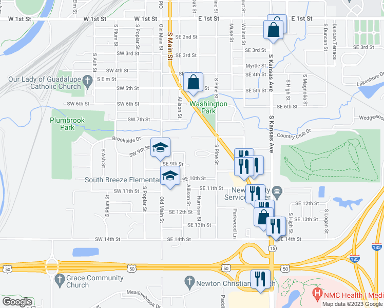 map of restaurants, bars, coffee shops, grocery stores, and more near 16 Cedar Drive in Newton