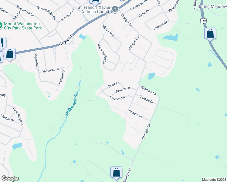 map of restaurants, bars, coffee shops, grocery stores, and more near 255 Boaz Lane in Mount Washington