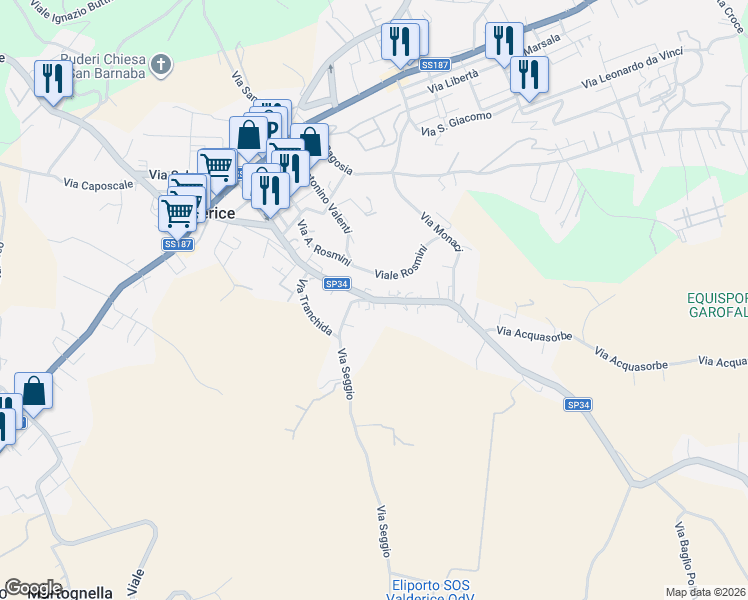 map of restaurants, bars, coffee shops, grocery stores, and more near 2 Via Francesco Albino in Valderice