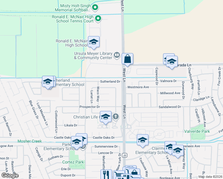 map of restaurants, bars, coffee shops, grocery stores, and more near 1132 Fleetwood Way in Stockton