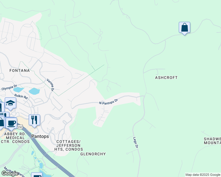 map of restaurants, bars, coffee shops, grocery stores, and more near 65 Hickory Lane in Charlottesville