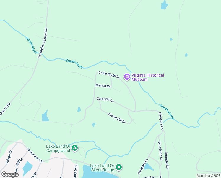 map of restaurants, bars, coffee shops, grocery stores, and more near 1093 Branch Road in Ruther Glen