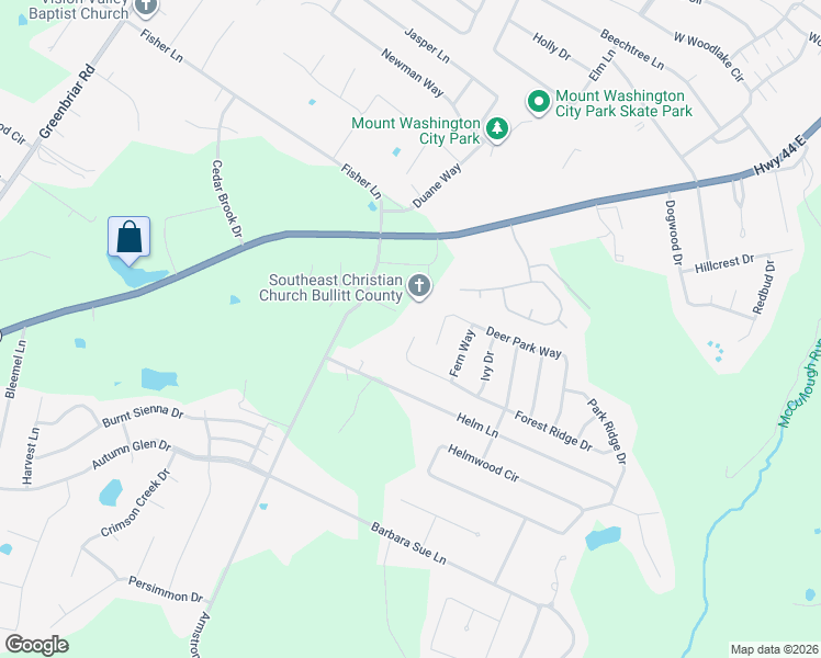 map of restaurants, bars, coffee shops, grocery stores, and more near 635 Forest Ridge Drive in Mount Washington