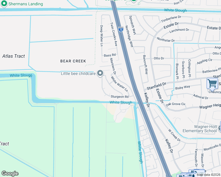 map of restaurants, bars, coffee shops, grocery stores, and more near 9307 Stony Creek Lane in Stockton