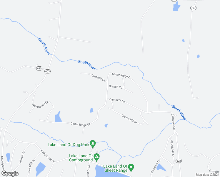 map of restaurants, bars, coffee shops, grocery stores, and more near 267 Cedar Ridge Drive in Ruther Glen