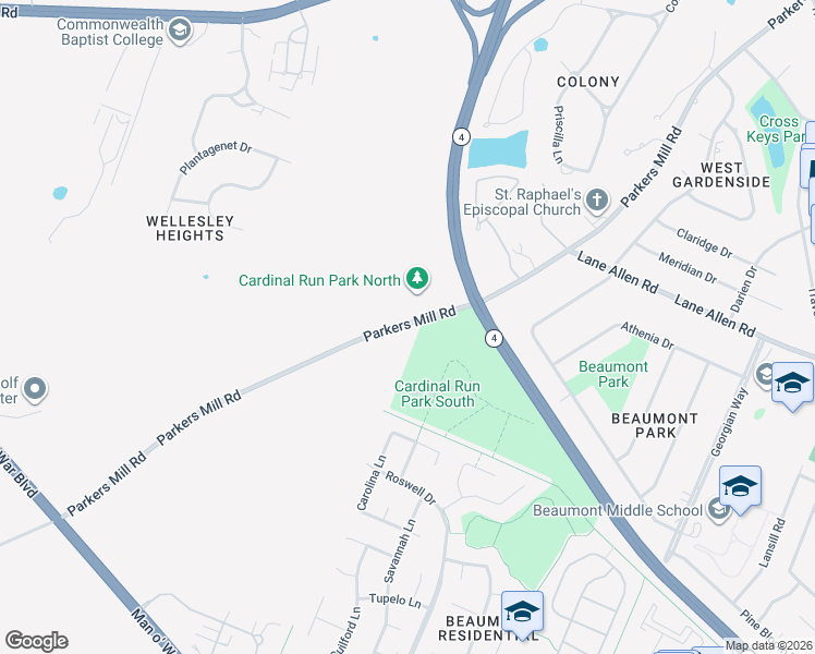 map of restaurants, bars, coffee shops, grocery stores, and more near 2088 Parkers Mill Road in Lexington