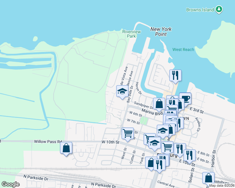 map of restaurants, bars, coffee shops, grocery stores, and more near 435 West 4th Street in Pittsburg