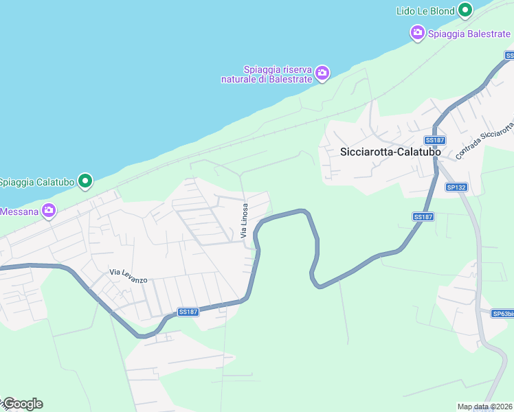 map of restaurants, bars, coffee shops, grocery stores, and more near 31 Via dei Balcani in Alcamo