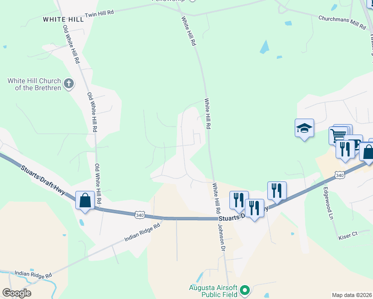 map of restaurants, bars, coffee shops, grocery stores, and more near 21 Montague Court in Stuarts Draft