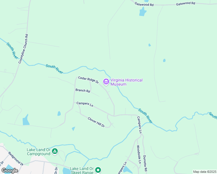 map of restaurants, bars, coffee shops, grocery stores, and more near 224 Cedar Ridge Drive in Ruther Glen