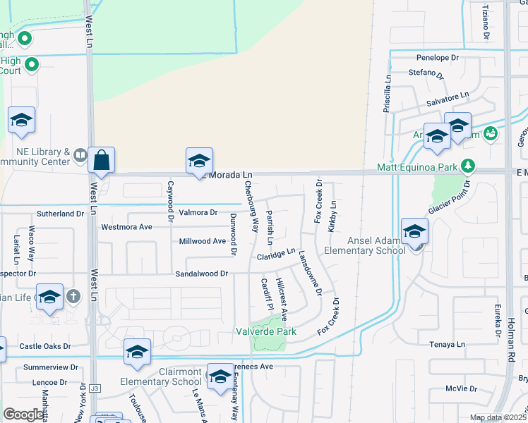 map of restaurants, bars, coffee shops, grocery stores, and more near 2516 Courtney Way in Stockton