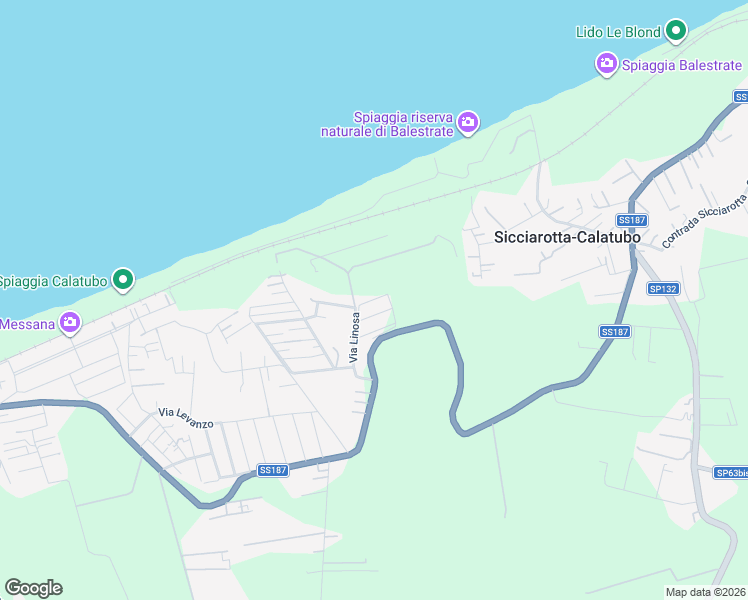 map of restaurants, bars, coffee shops, grocery stores, and more near 31 Via dei Balcani in Alcamo