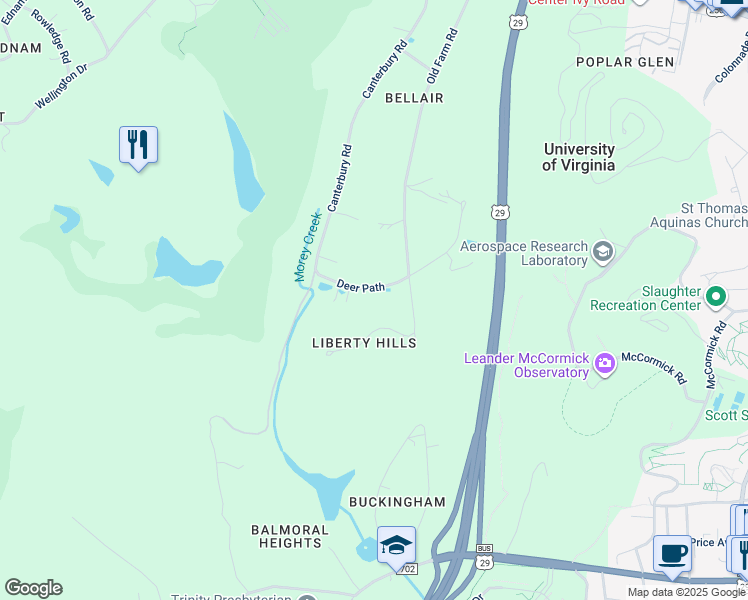 map of restaurants, bars, coffee shops, grocery stores, and more near 8 Oldfield Drive in Cunningham