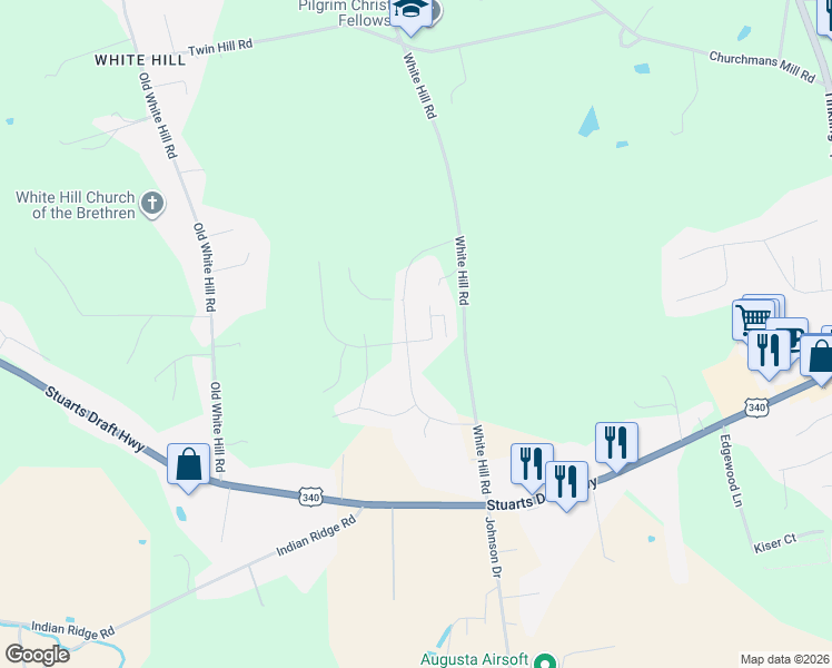 map of restaurants, bars, coffee shops, grocery stores, and more near 31 Montague Court in Stuarts Draft