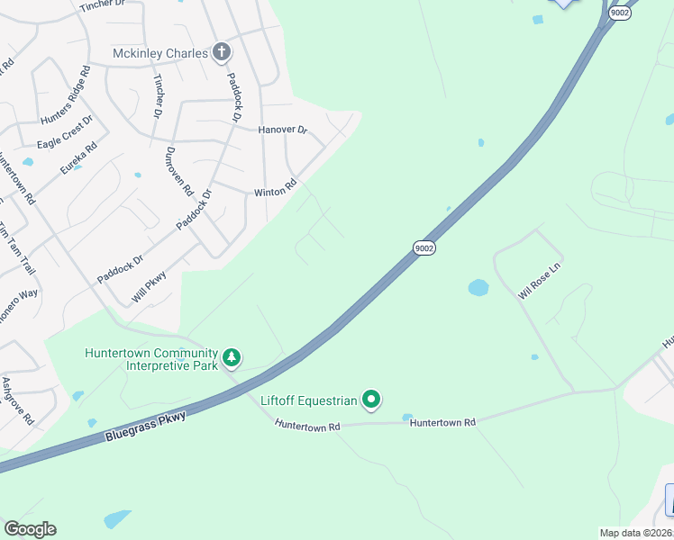 map of restaurants, bars, coffee shops, grocery stores, and more near Bluegrass Parkway in Versailles